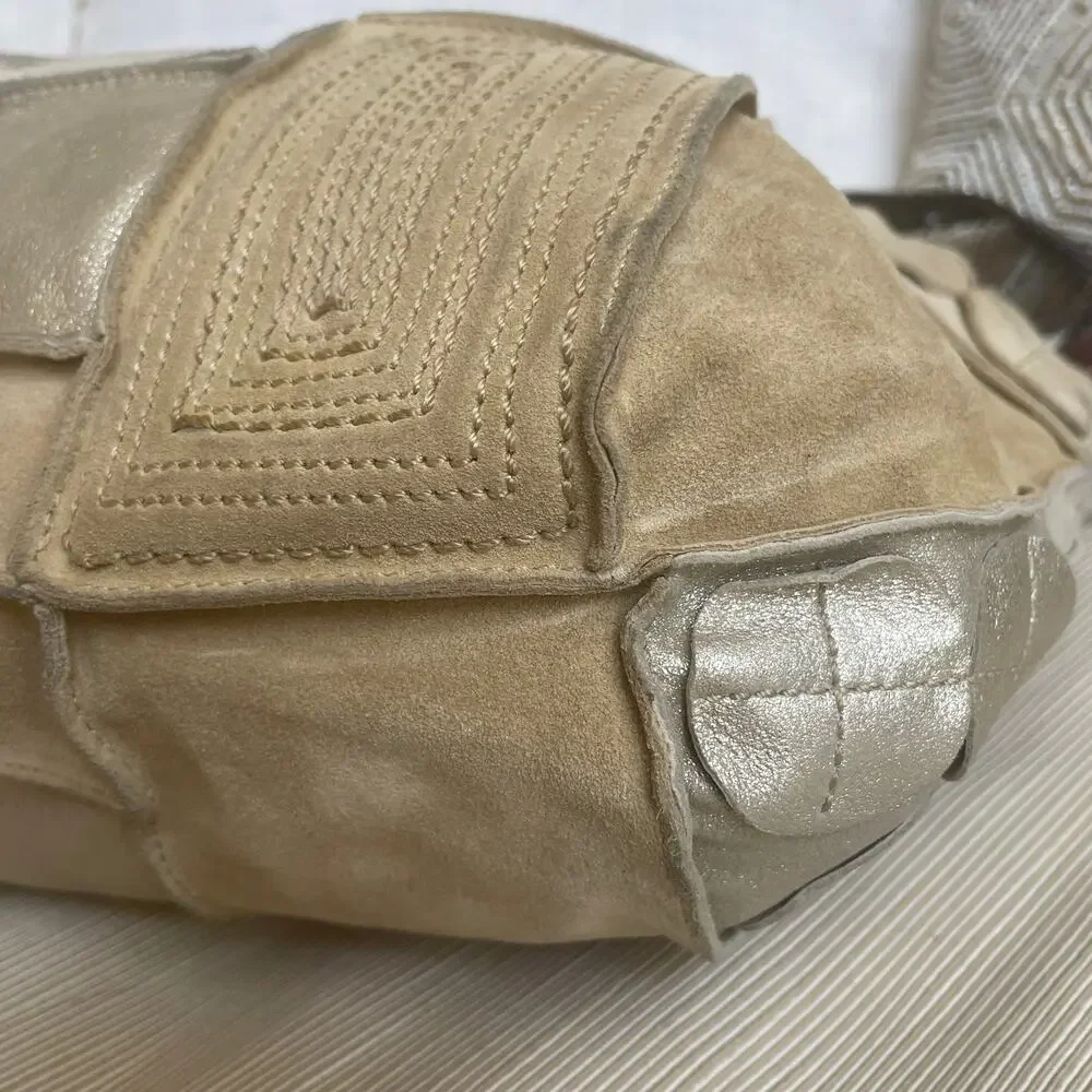 Rare Coach Mosaic Patchwork Large Duffle Hobo 10409 | Metallic Suede Limited Y2K